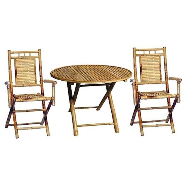 Bamboo54 Bamboo54 5452 3 Piece Bistro Set with Round Bamboo Table 5452